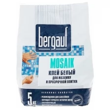 Клей для плитки мозаики и бассейнов Bergauf Mosaik, белый, 5 кг